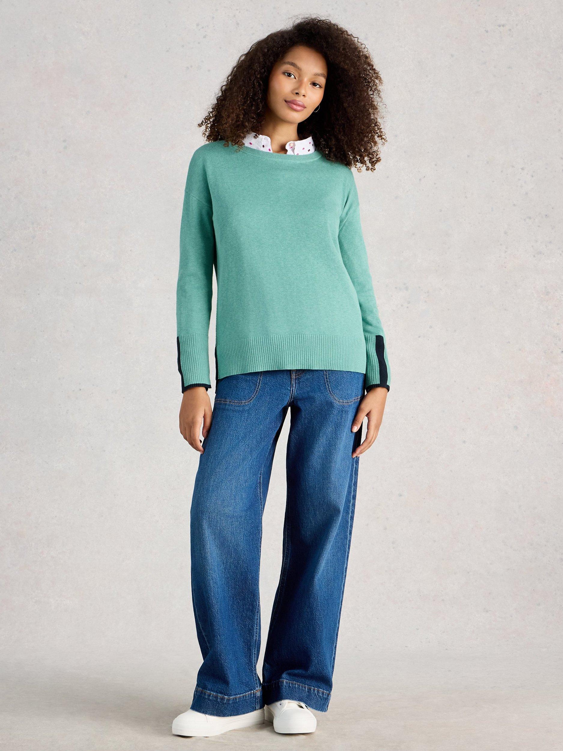 Product image 1 of 6, which shows White Stuff Olive Cotton Blend Jumper, Teal, 6