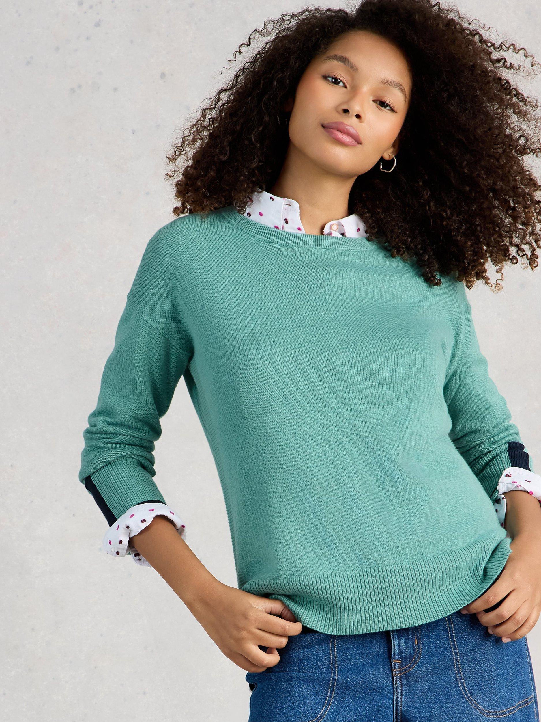 Product image 4 of 6, which shows White Stuff Olive Cotton Blend Jumper, Teal, 6