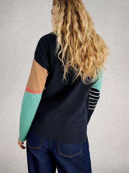 White Stuff Olive Stripe Crew Neck Jumper - view 2, Multi