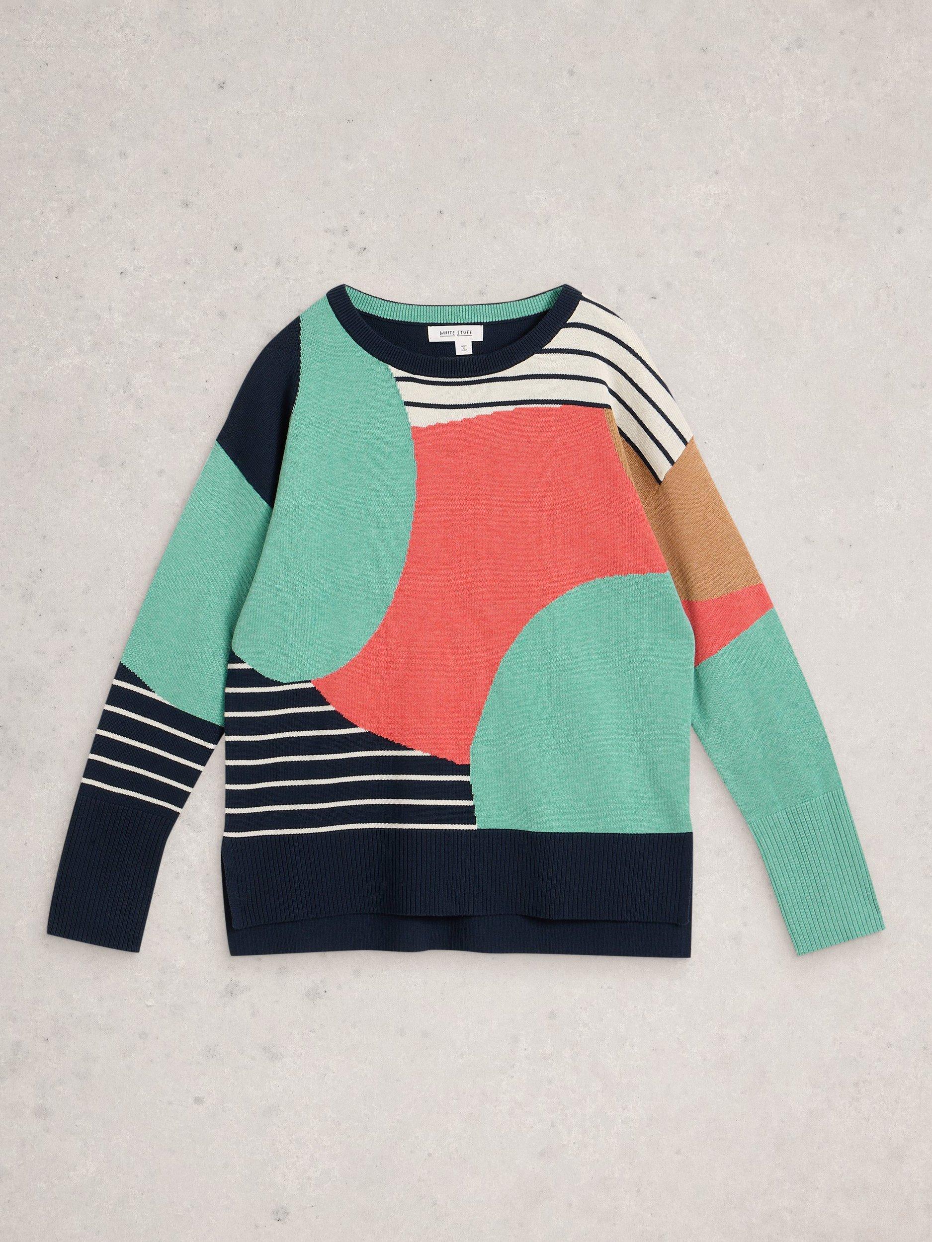 Product image 5 of 6, which shows White Stuff Olive Stripe Crew Neck Jumper , Multi, 6