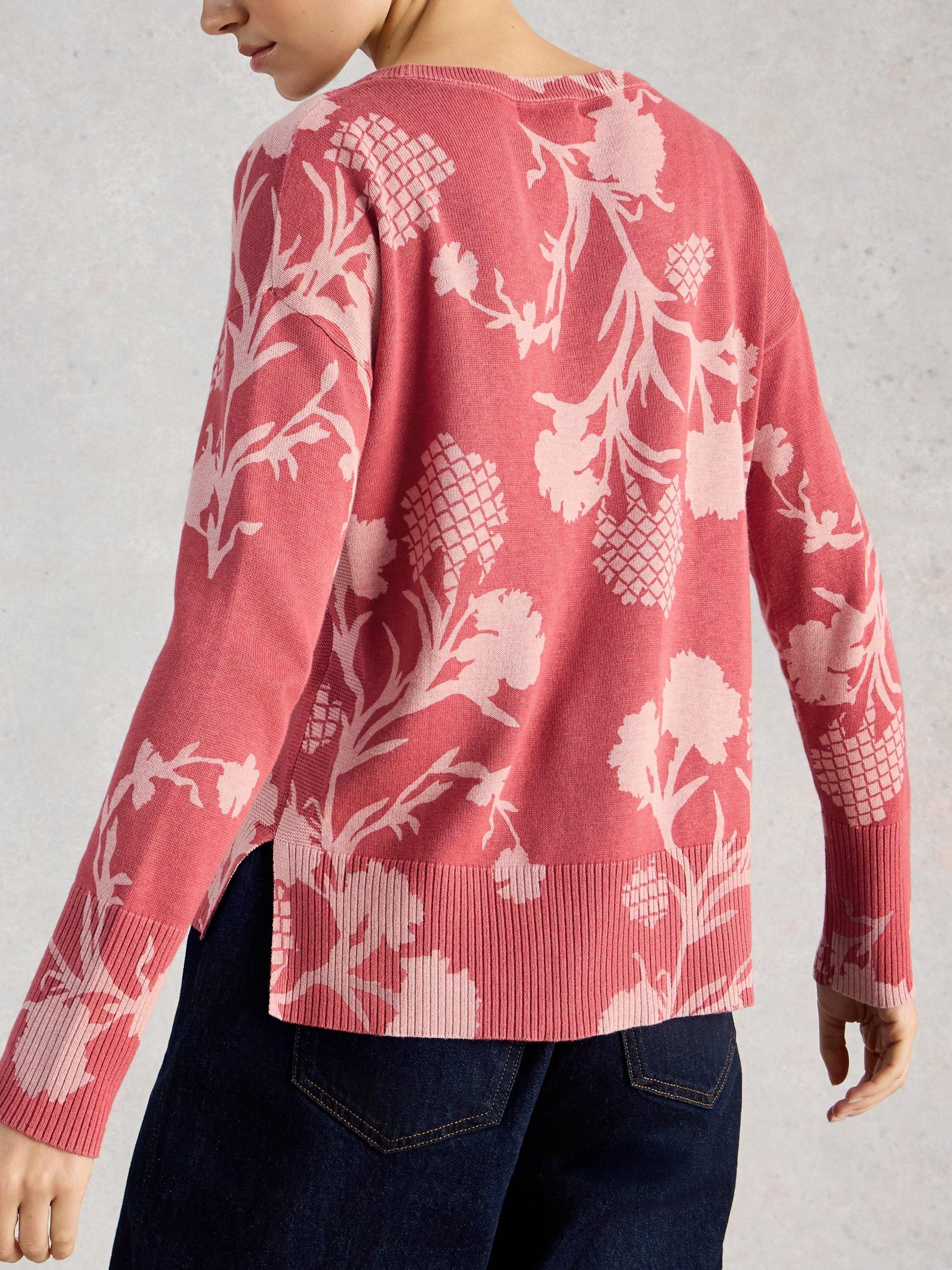 Product image 2 of 6, which shows White Stuff Olive Abstract Floral Jumper, Pink, 6