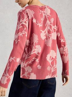 White Stuff Olive Abstract Floral Jumper, Pink - view 2, Pink