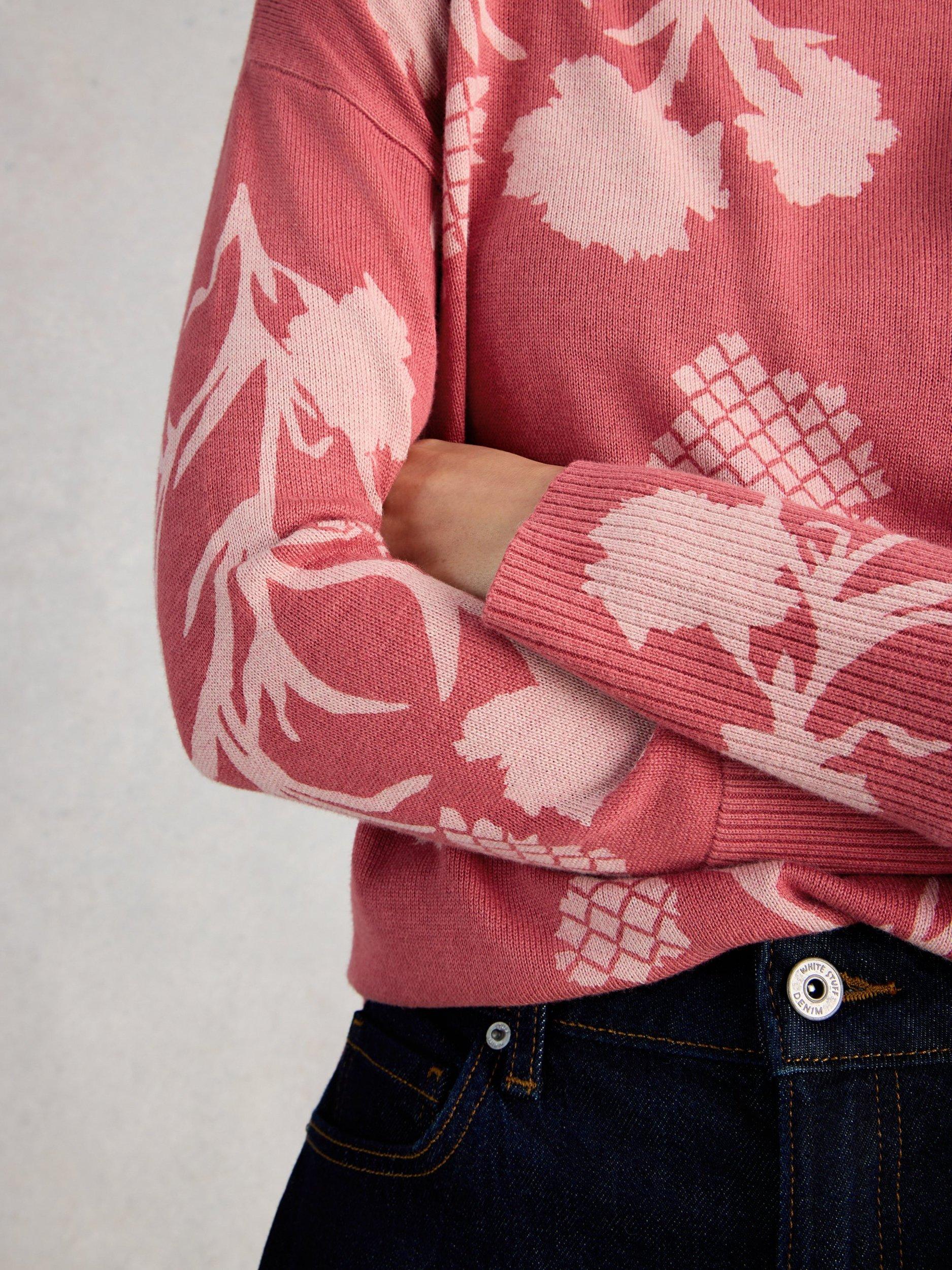 Product image 3 of 6, which shows White Stuff Olive Abstract Floral Jumper, Pink, 6