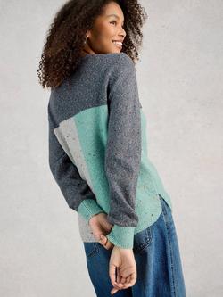 White Stuff Talia Colour Block Nep Yarn Jumper, Blue/Multi - view 2, Blue/Multi