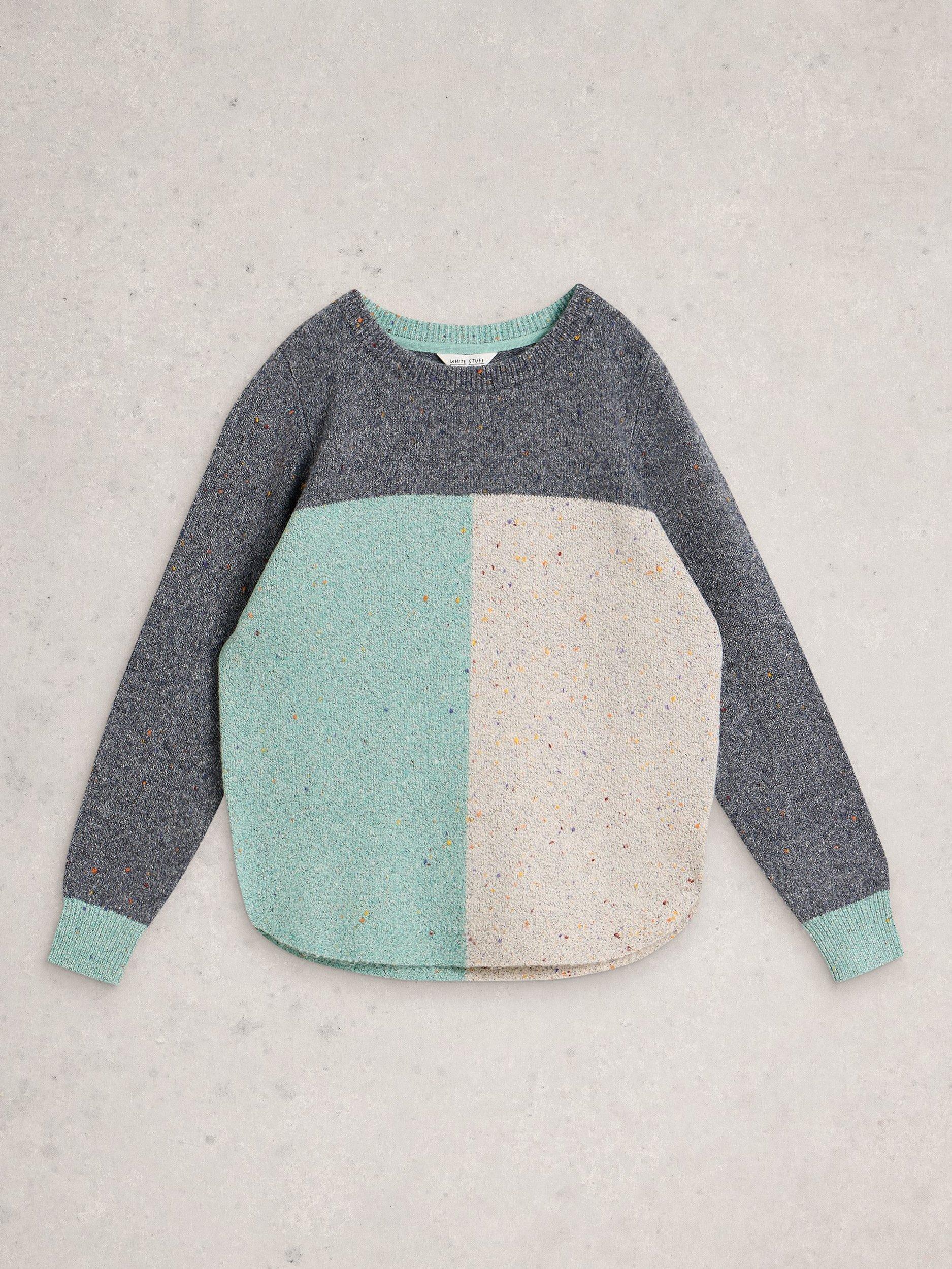 Product image 5 of 6, which shows White Stuff Talia Colour Block Nep Yarn Jumper, Blue/Multi, 6