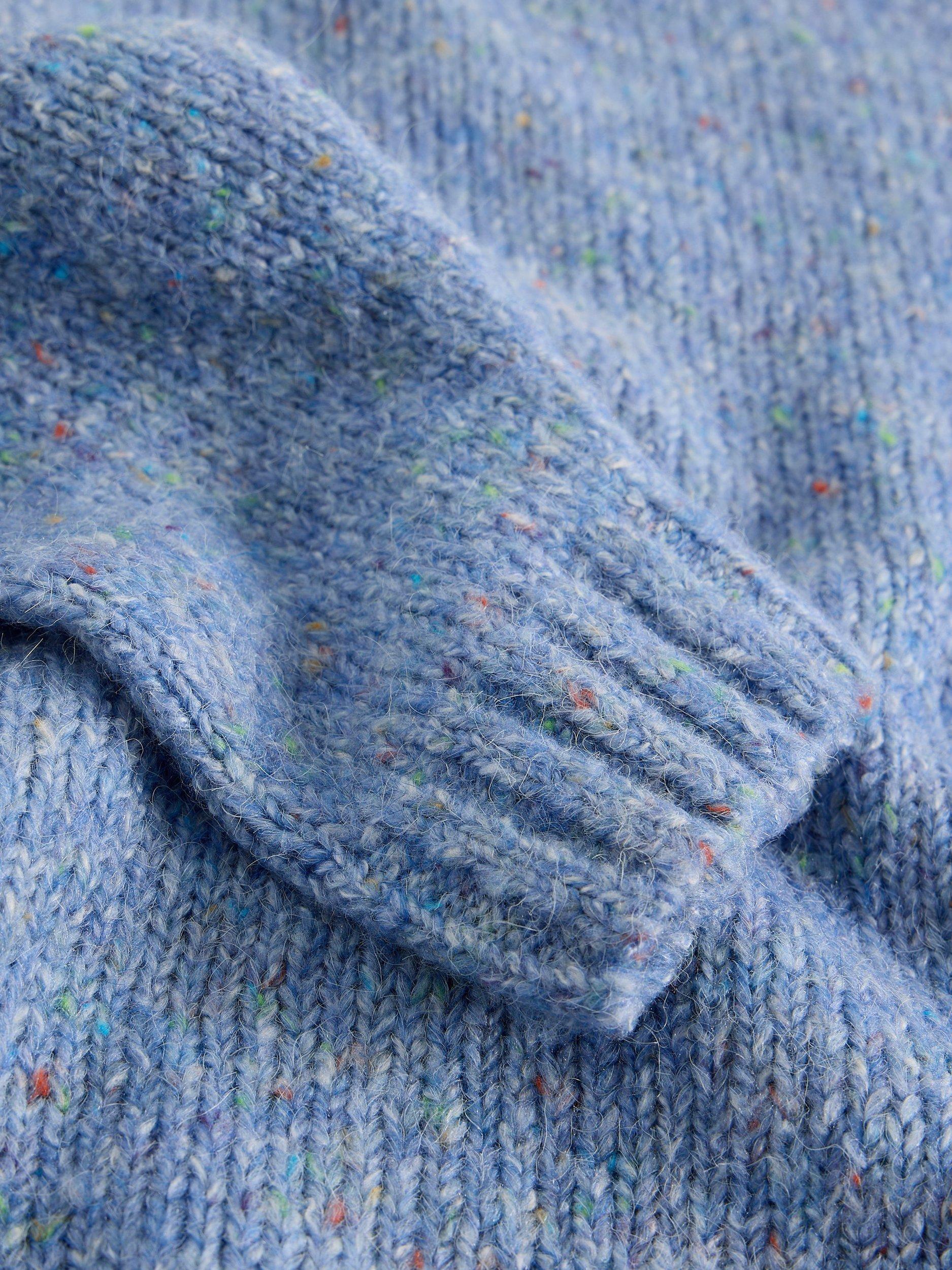 Product image 6 of 6, which shows White Stuff Tamara V-Neck Textured Jumper, Blue, 6