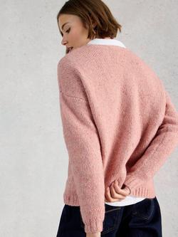 White Stuff Tamara V-Neck Textured Jumper, Pink - view 2, Pink