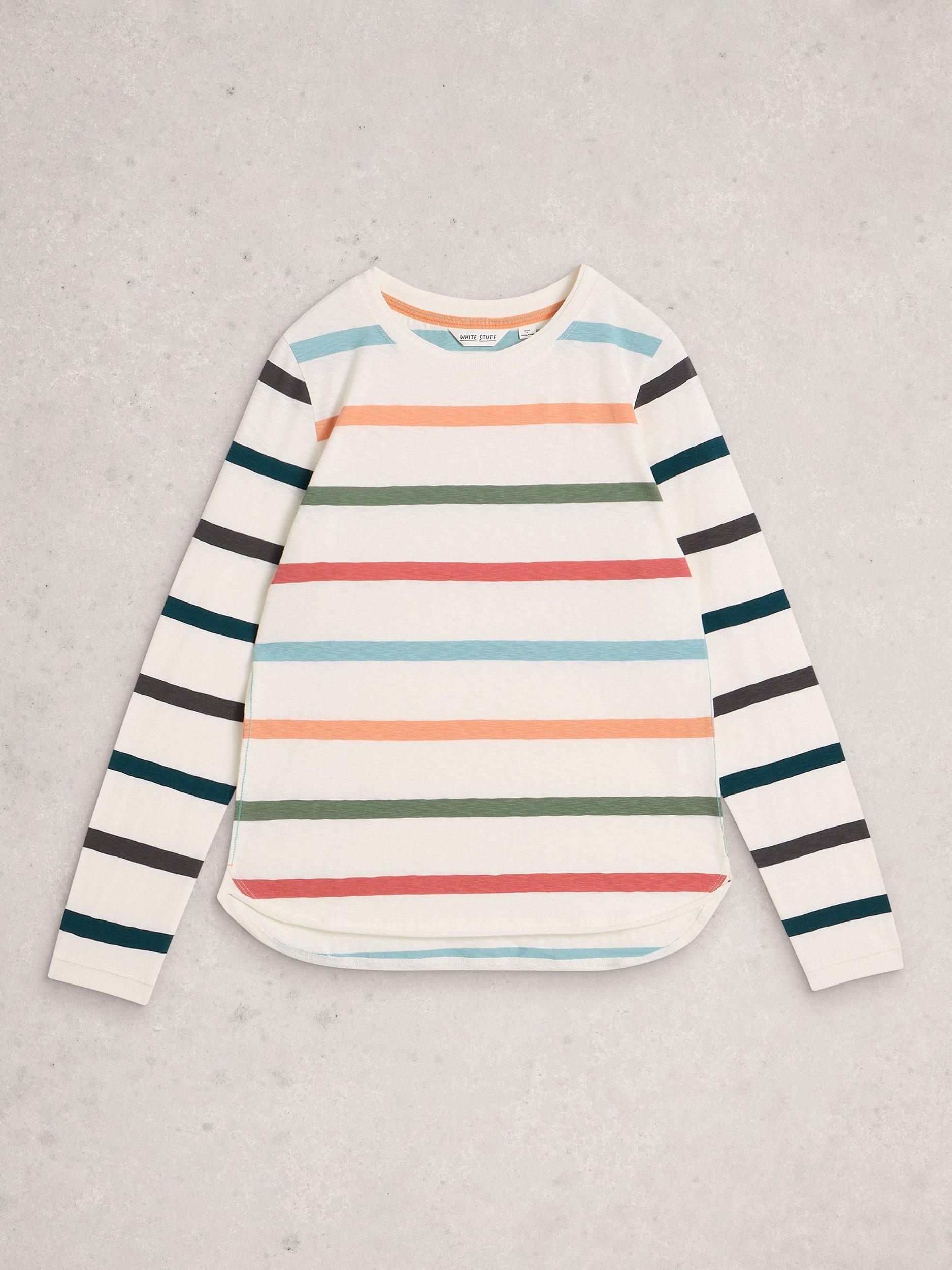 Product image 5 of 5, which shows White Stuff Clara Stripe Jersey Top, Ivory/Multi, 6