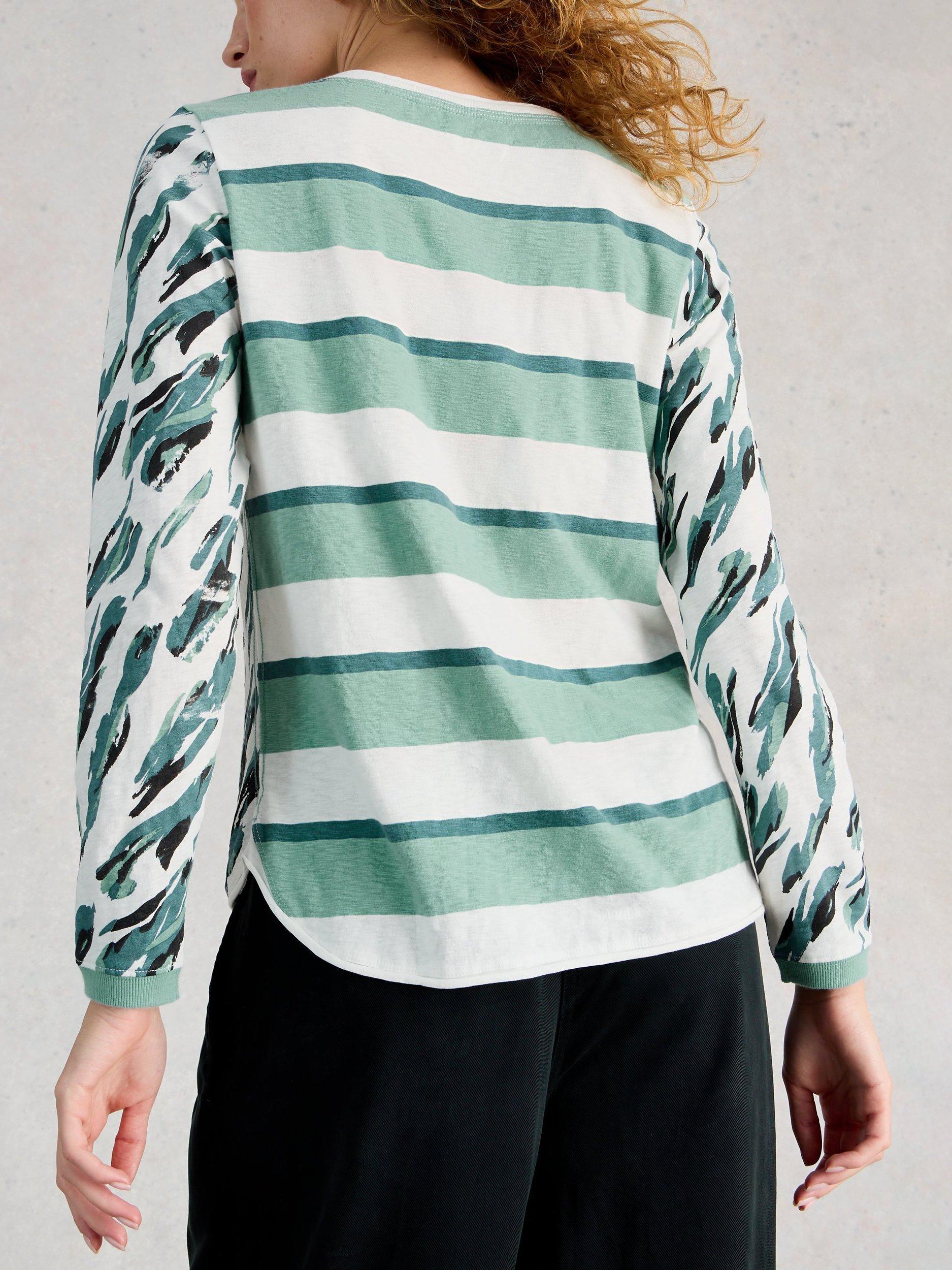 Product image 2 of 6, which shows White Stuff Clara Stripe Jersey Top, White/Multi, 6