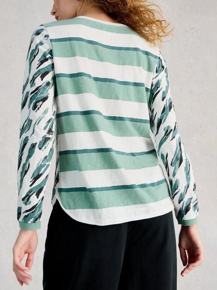 White Stuff Clara Stripe Jersey Top, White/Multi - view 2, White/Multi