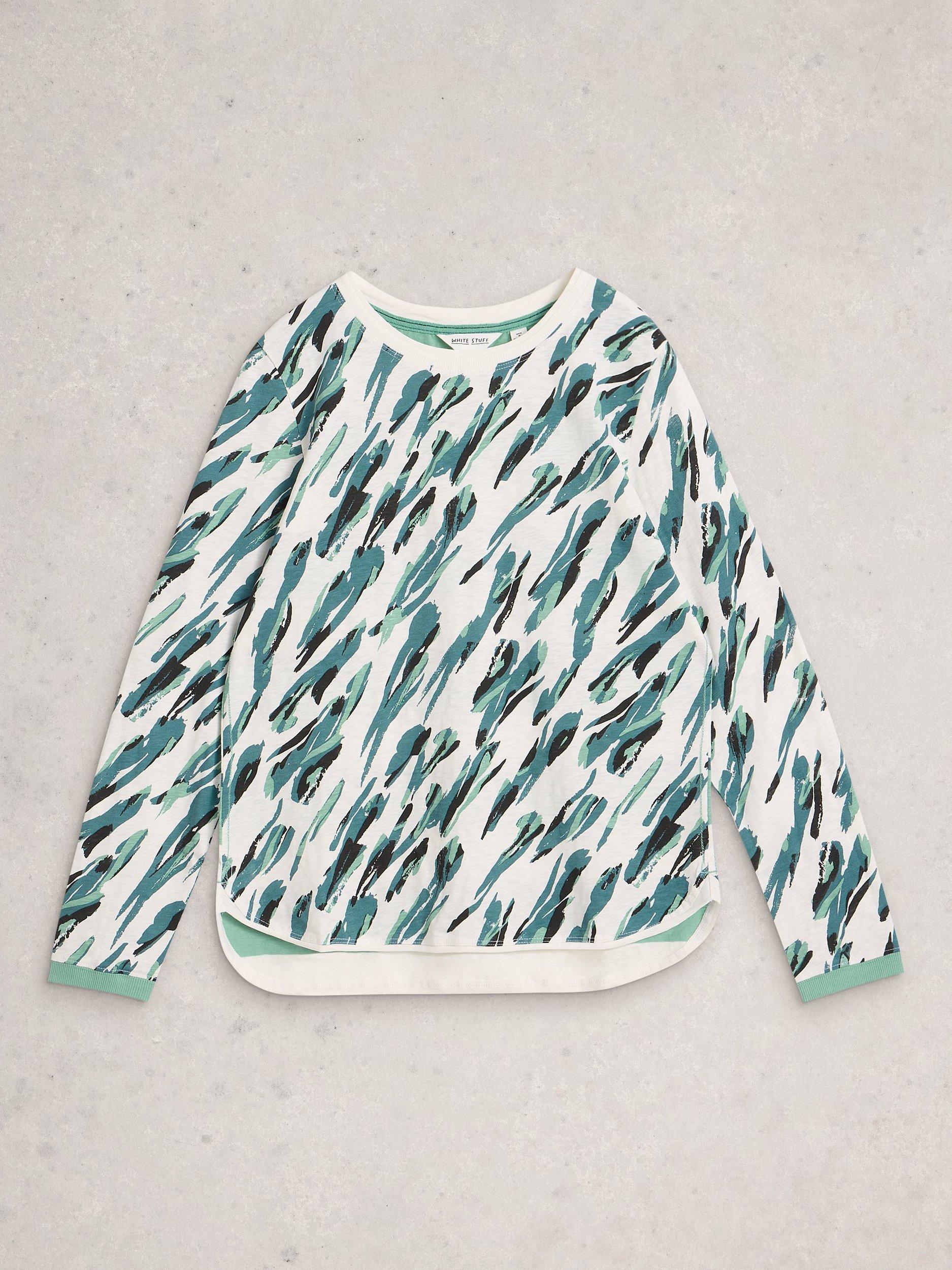 Product image 5 of 6, which shows White Stuff Clara Stripe Jersey Top, White/Multi, 6