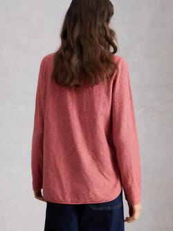 White Stuff Clara Textured Stripe Long Sleeve Top - view 2, Pink
