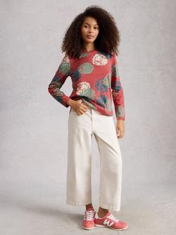 White Stuff Clara Abstract Floral Jersey Top, Pink/Multi, Pink/Multi