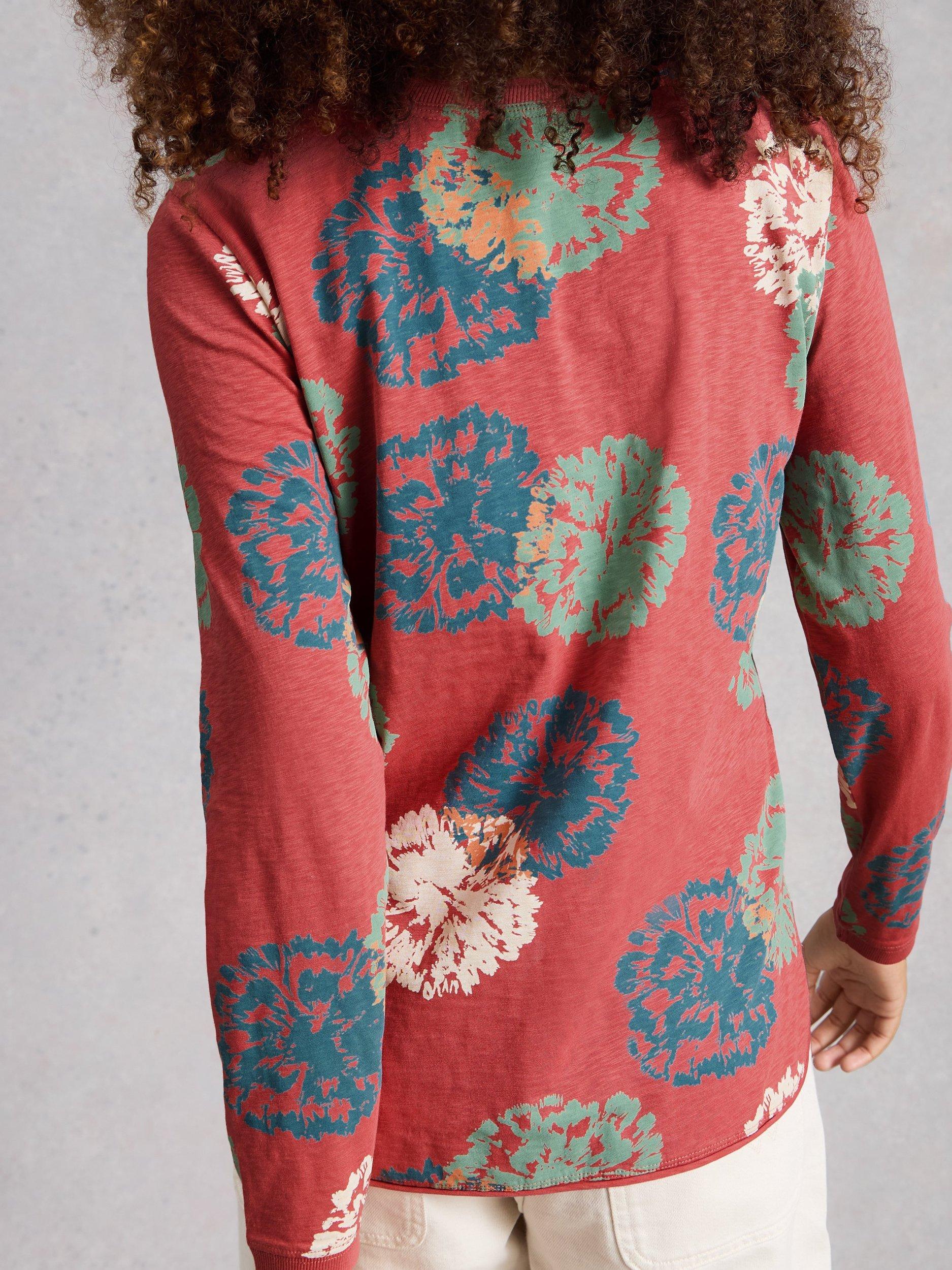 Product image 2 of 6, which shows White Stuff Clara Abstract Floral Jersey Top, Pink/Multi, 6