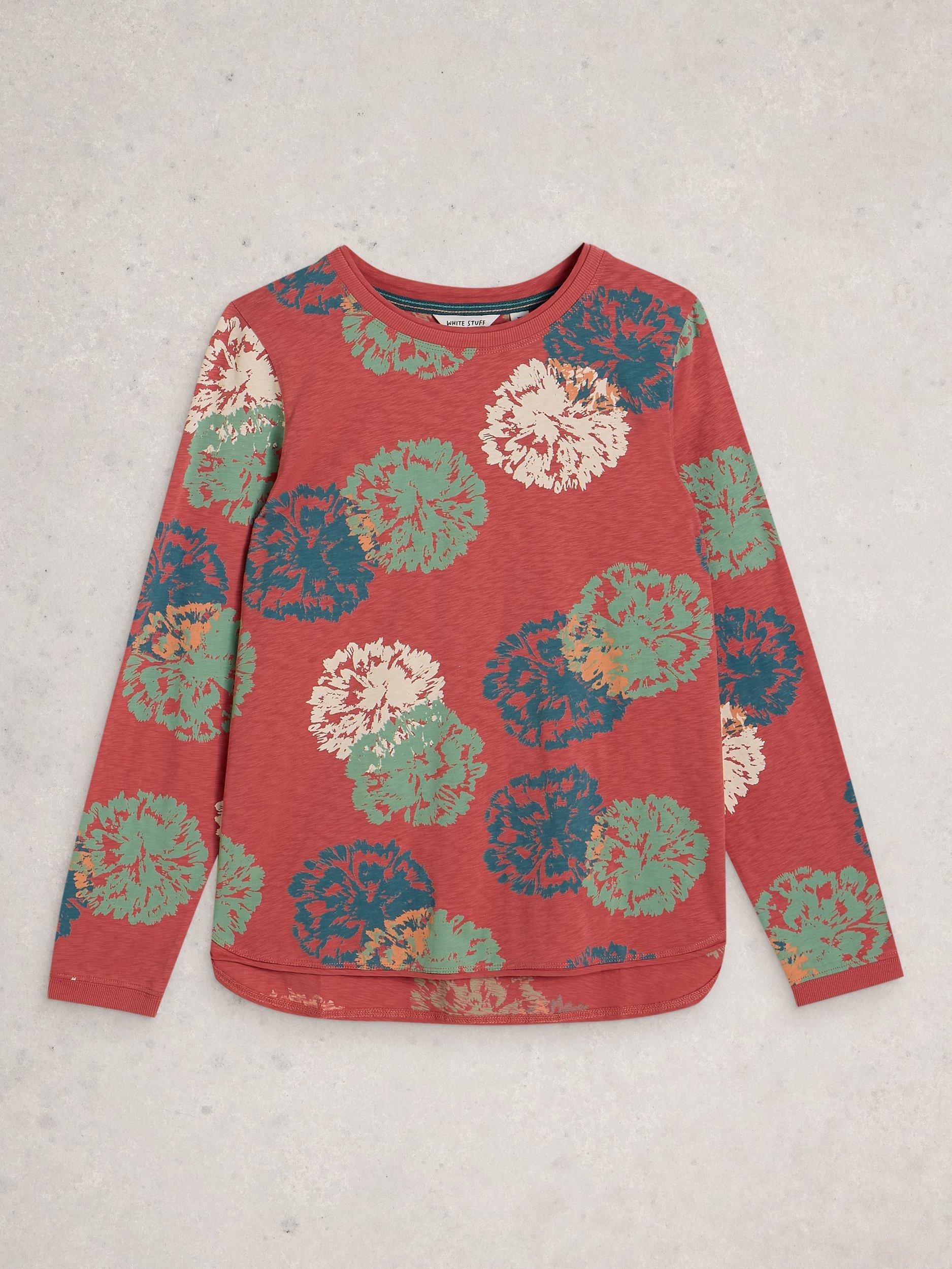 Product image 5 of 6, which shows White Stuff Clara Abstract Floral Jersey Top, Pink/Multi, 6