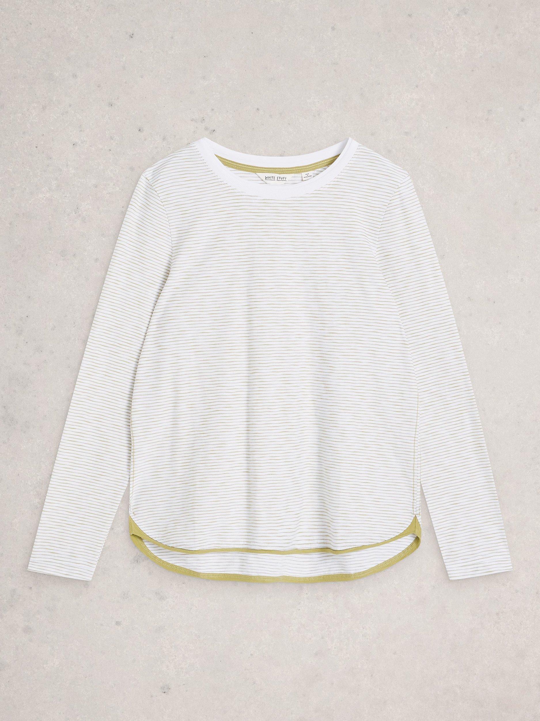 Product image 4 of 6, which shows White Stuff Clara Textured Stripe Long Sleeve Top, White, 6