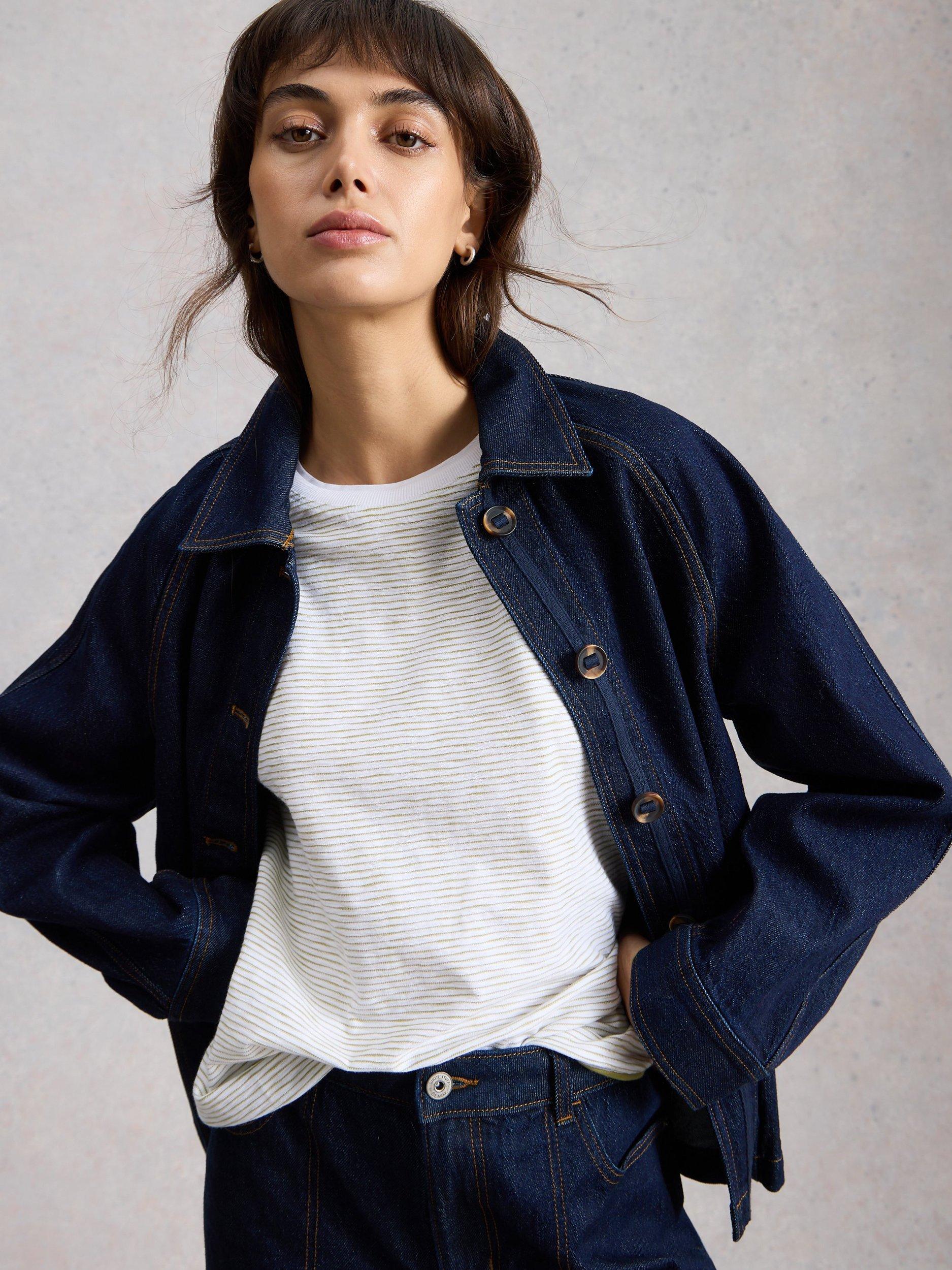 Product image 5 of 6, which shows White Stuff Clara Textured Stripe Long Sleeve Top, White, 6