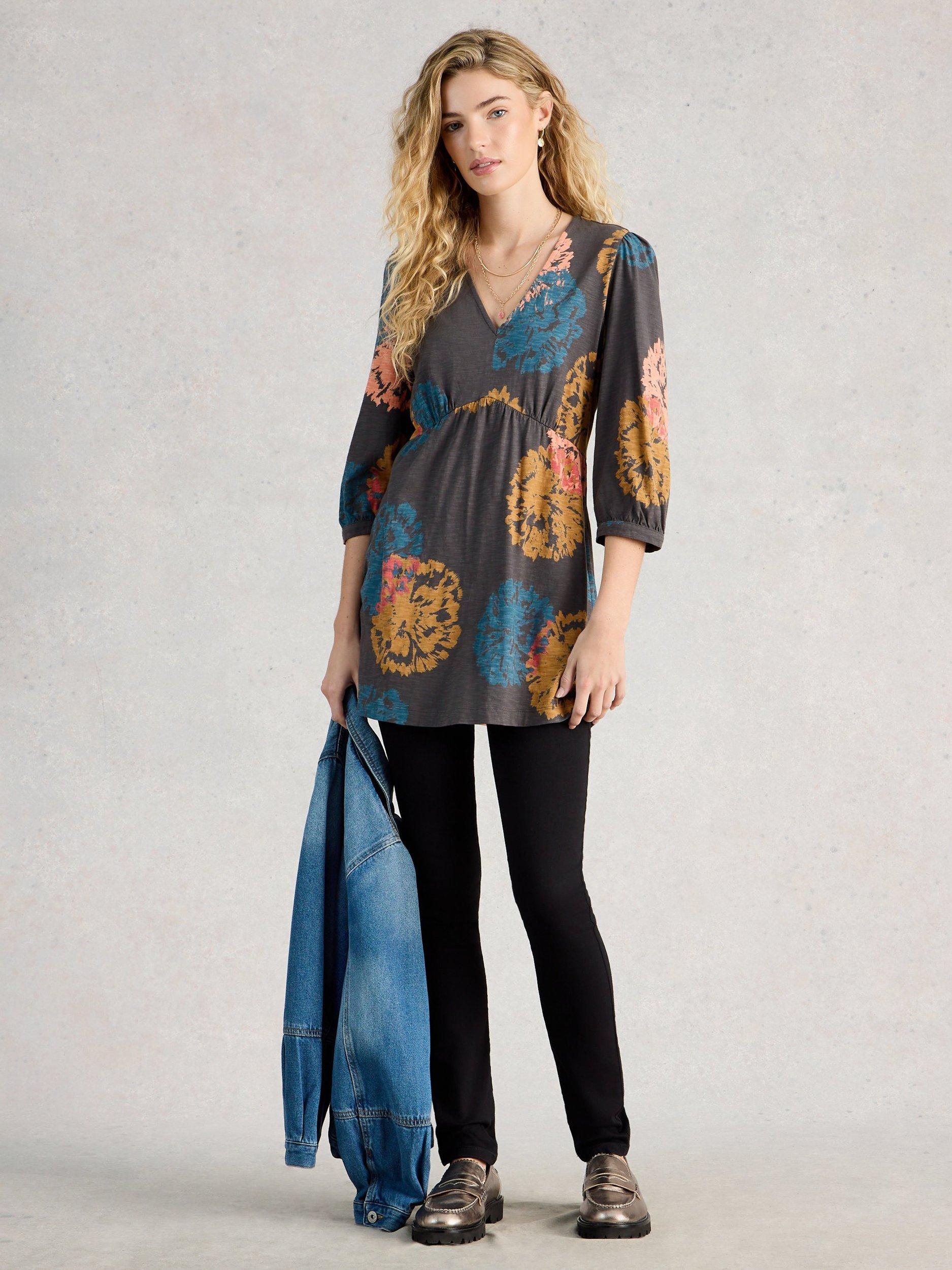 Product image 1 of 6, which shows White Stuff Lara Abstract Geometric Jersey Tunic Top, Multi, 6