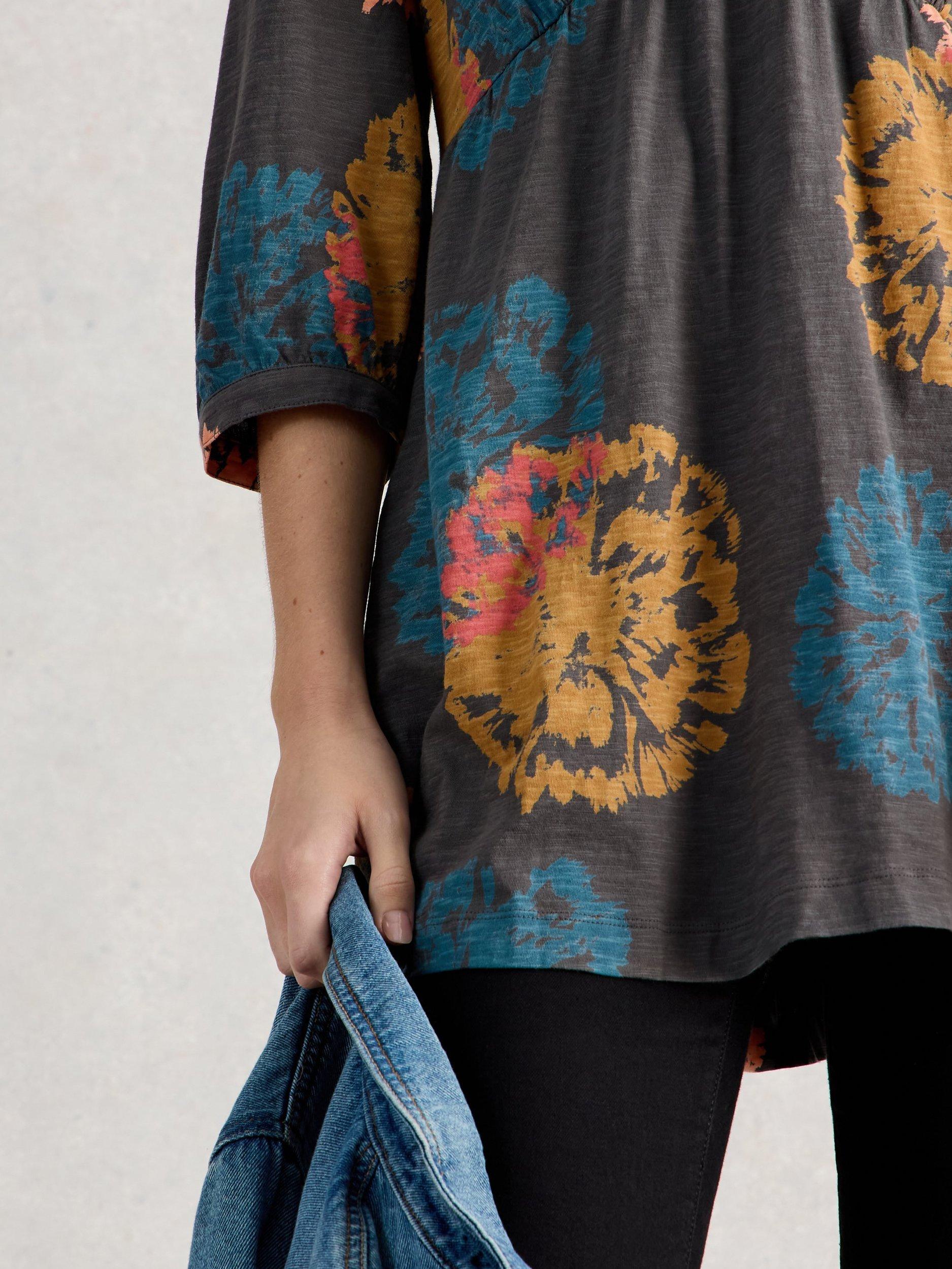 Product image 3 of 6, which shows White Stuff Lara Abstract Geometric Jersey Tunic Top, Multi, 6