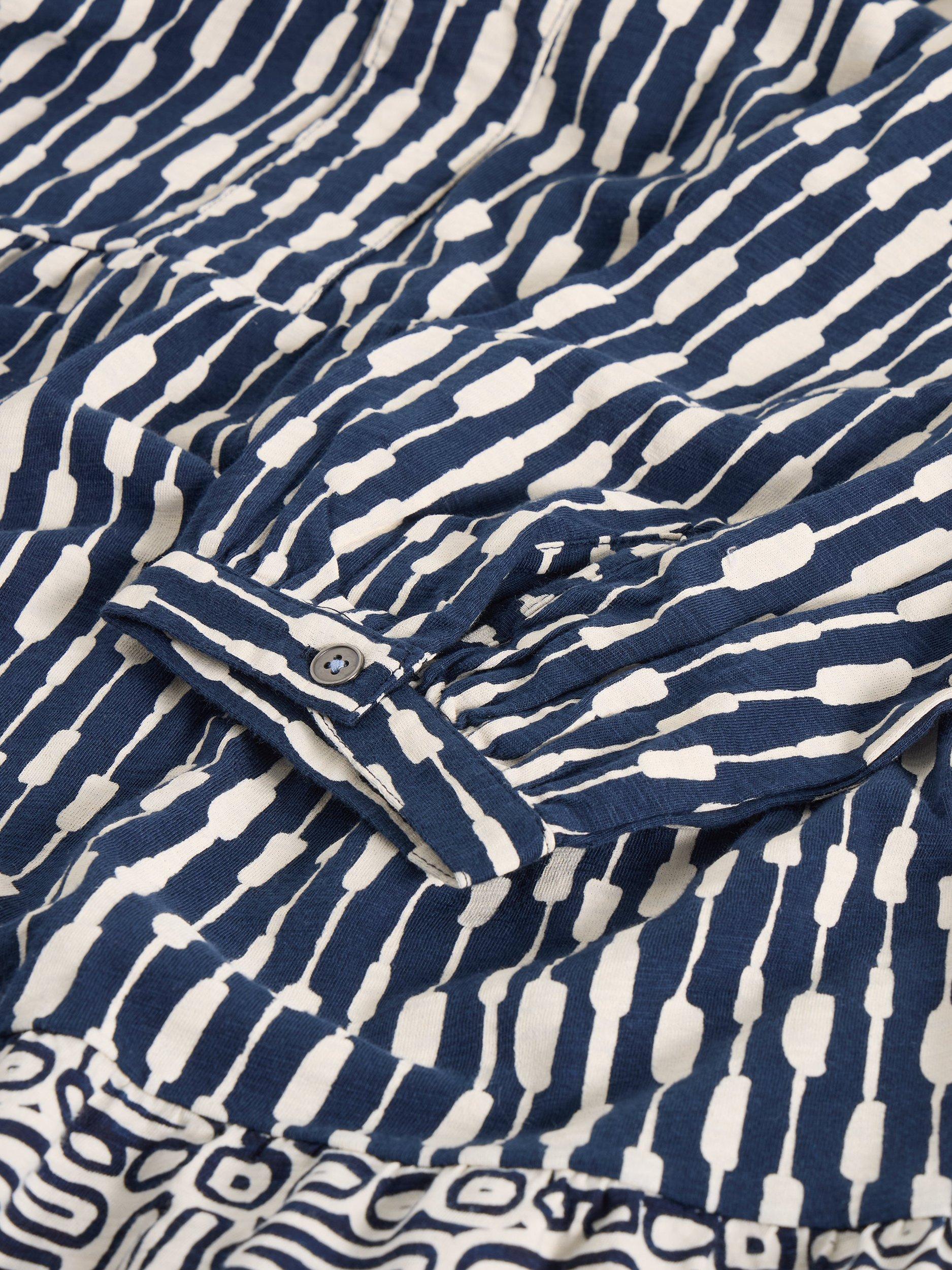 Product image 6 of 6, which shows White Stuff Marta V-Neck Cotton Tunic , Navy/Multi, 6