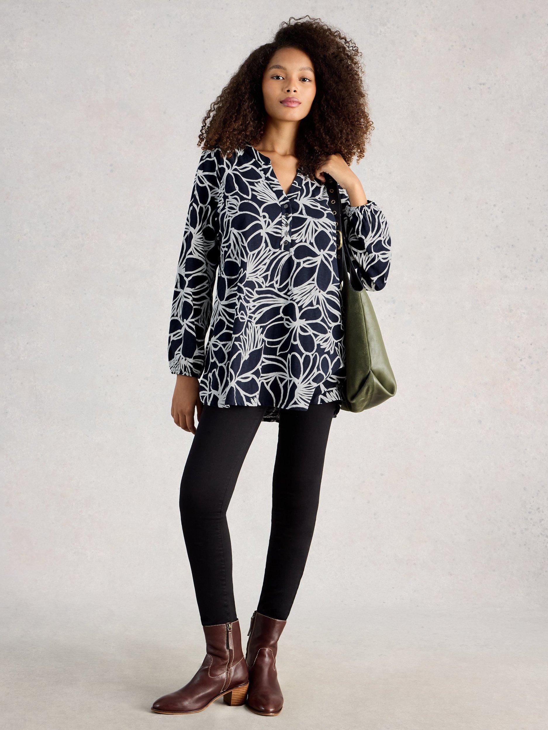 Product image 1 of 6, which shows White Stuff Phoebe Floral Tunic Top, Blue, 6