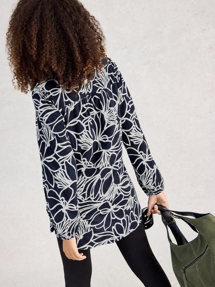 White Stuff Phoebe Floral Tunic Top, Blue - view 2, Blue
