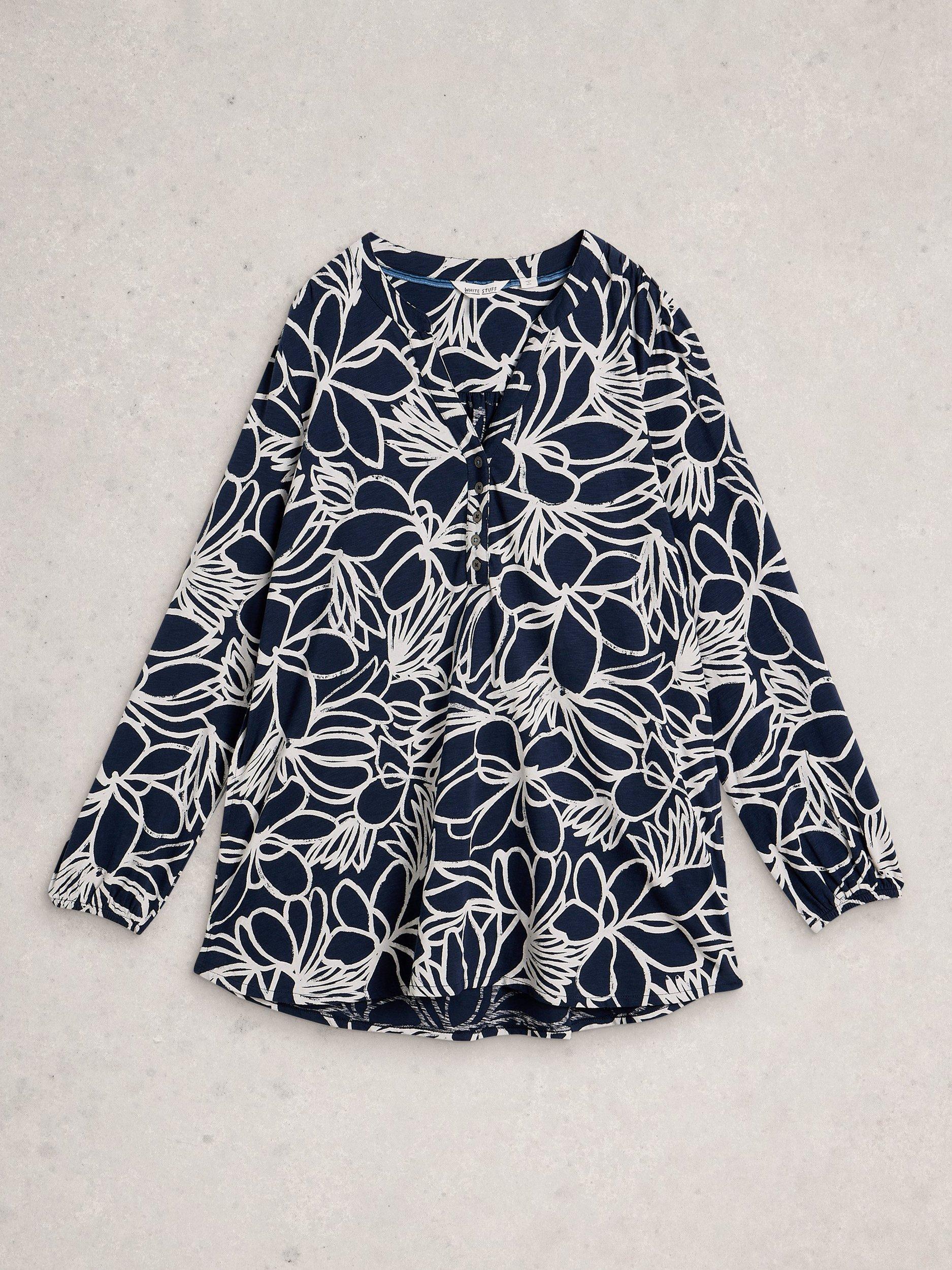 Product image 5 of 6, which shows White Stuff Phoebe Floral Tunic Top, Blue, 6