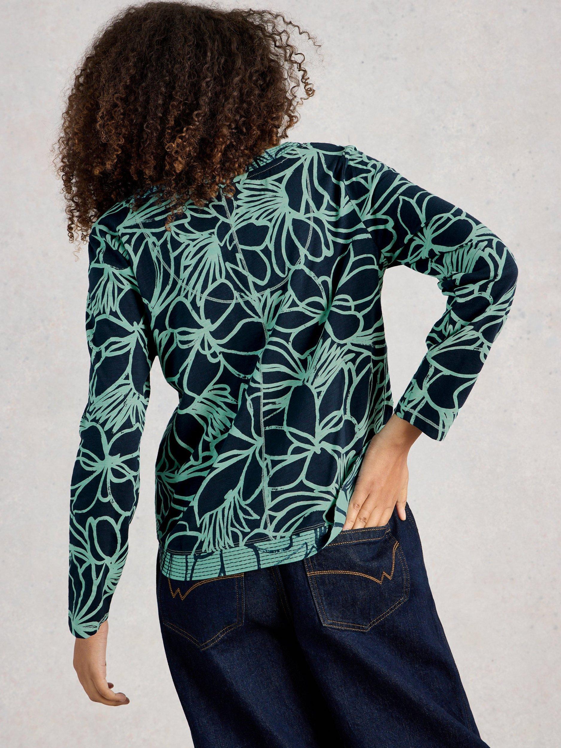 Product image 2 of 6, which shows White Stuff Weaver Floral Notch Neck Top, Blue, 6