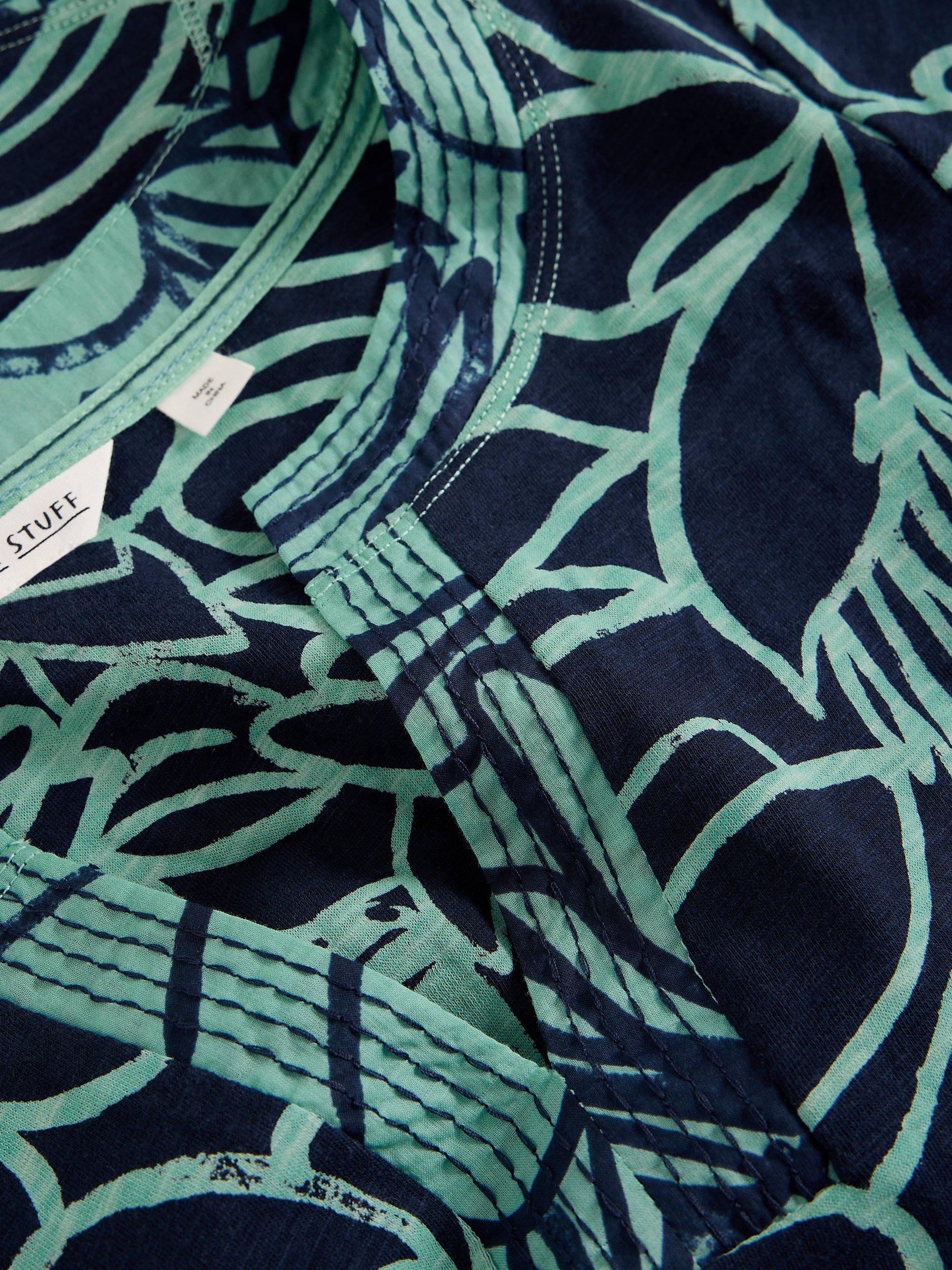 Product image 6 of 6, which shows White Stuff Weaver Floral Notch Neck Top, Blue, 6