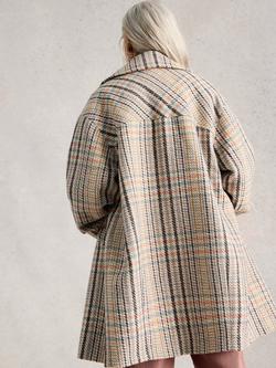 White Stuff Robyn Check Coat, Grey/Multi - view 2, Grey/Multi