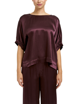 Smith & Soul Boxy Satin Blouse, Plum, Plum