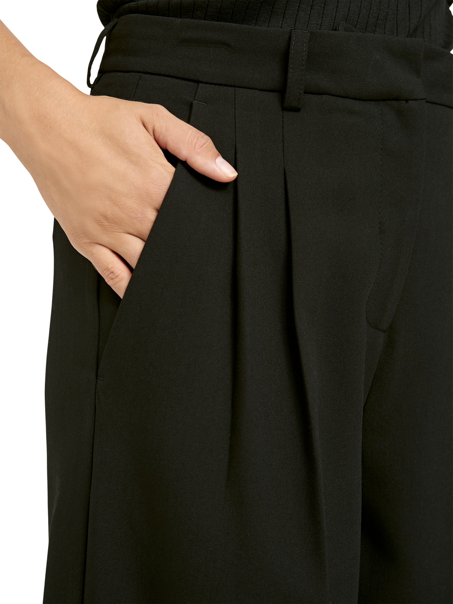 Product image 3 of 3, which shows Smith & Soul Double Pleat Wide Leg Trousers, Black, XS