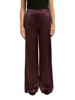 Smith & Soul Satin High Rise Wide Leg Trousers, Plum, Plum