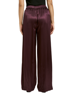 Smith & Soul Satin High Rise Wide Leg Trousers, Plum - view 2, Plum