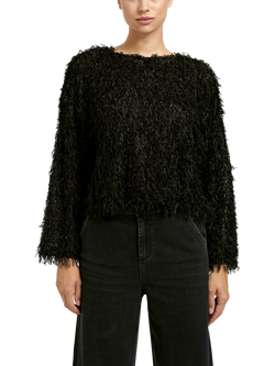 Smith & Soul Boxy Fringed Top, Black, Black