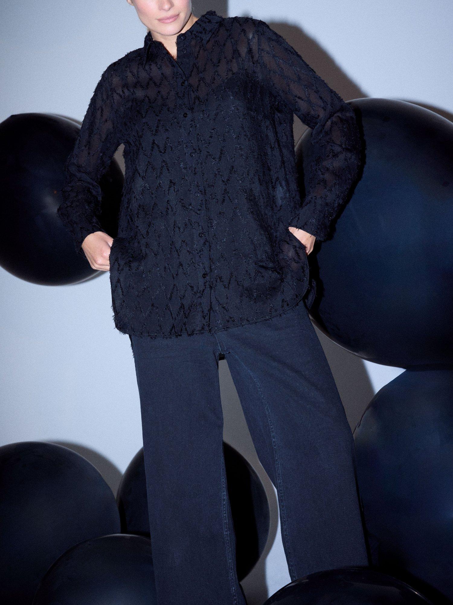 Product image 5 of 5, which shows Smith & Soul Diamond Plumetis Blouse, Black, XS