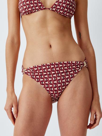 John Lewis Monterey Geo Print Slim Fold Over Bikini Bottoms, Neutral, Neutral