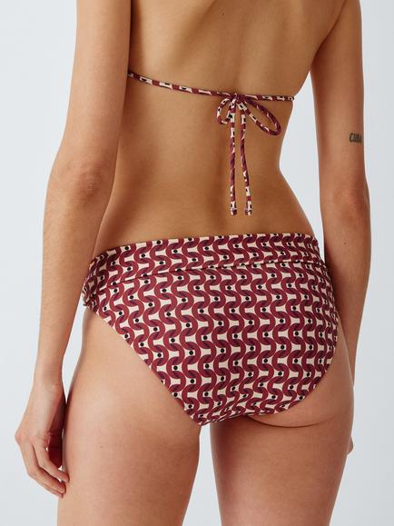 John Lewis Monterey Geo Print Slim Fold Over Bikini Bottoms, Neutral - view 2, Neutral