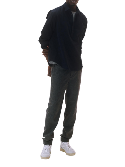 Maison Standards Alois Flanelle Wool Mix Trousers, Dark Grey, Dark Grey