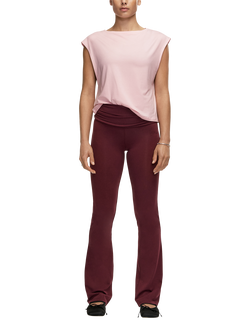 Casall Folded Waist Flare Leggings, Cherry, Cherry