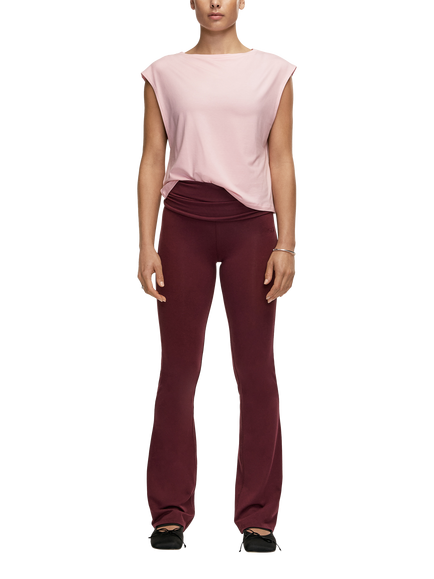 Casall Folded Waist Flare Leggings, Cherry, Cherry