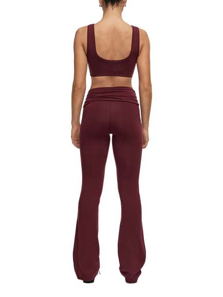 Casall Folded Waist Flare Leggings, Cherry - view 2, Cherry