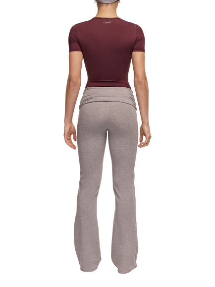 Casall Folded Flare Workout Leggings, Grey - view 2, Grey