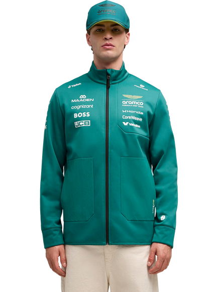 PUMA 2026 Aston Martin Formula One Team Replica Softshell Bomber Jacket, Green Lux, Green Lux