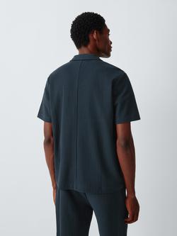 Kin Compact Waffle Cotton Short Sleeve Revere Collar Shirt - view 2, Sea Storm