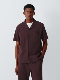 Kin Compact Waffle Cotton Short Sleeve Revere Collar Shirt, Fudge