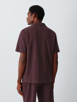 Kin Compact Waffle Cotton Short Sleeve Revere Collar Shirt - view 2, Fudge