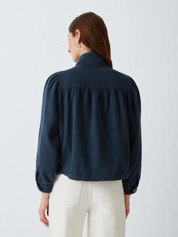 AND/OR Funnel Neck Puff Sleeve Jacket, Inky Blue - view 2, Inky Blue