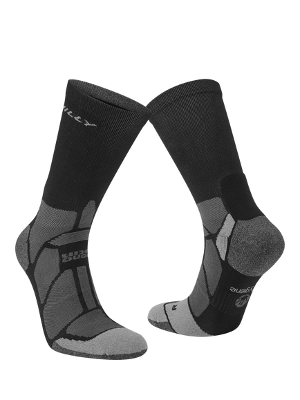 Hilly Marathon Fresh Crew Running Socks, Black, Black