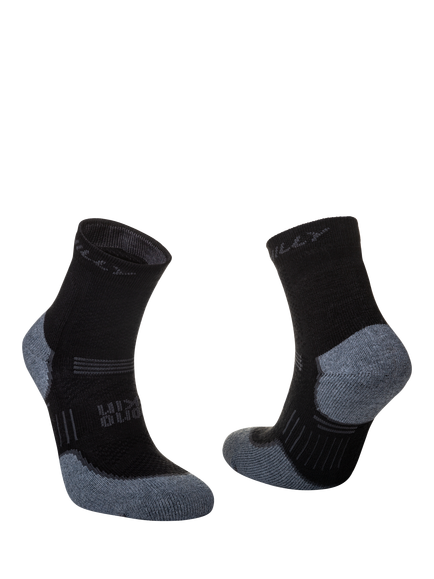 Hilly Supreme Max Anklet Running Socks, Black/Grey, Black/Grey